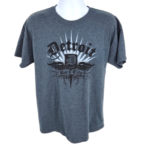 Detroit Rock City Grey Gildan Graphic Music Tee. Size Large! - Picture 1 of 8